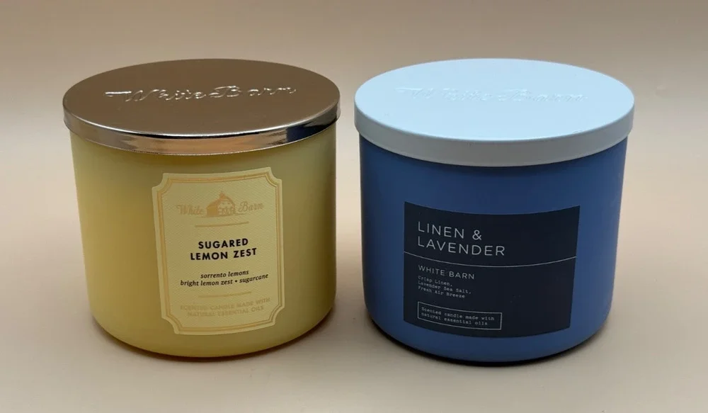 🕯️ Bath & Body Works White Barn 3-Wick Candle Lot Linen Lavender Lemon